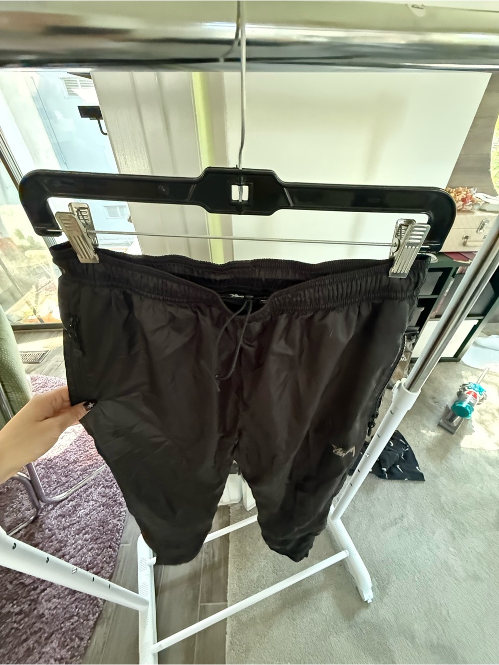 Stussy Black Track Joggers with Zip pockets - Picture 4 of 5